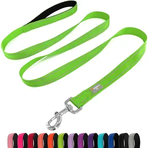 Dog Leash 6 FT Padded Handle Nylon Reflective Dogs Leashes for Medium Dogs Green