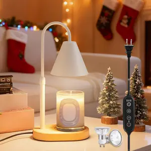 Candle Warmer Lamp with Timer, Dimmable Candle Warmer : Adjustable Light Level Adjustable Height Flameless Candle Lamps - White Jar Candles Home Decoration US Plug