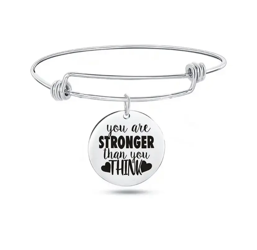 Silver Motivational Bangle - Inspirational Quote Bracelet