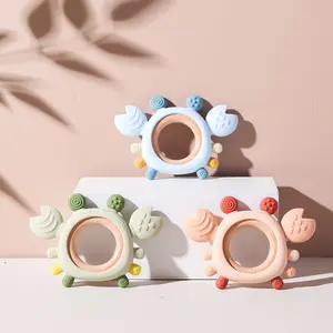 Cute Crab Silicone Teether, Sensory Teether, Colorful Baby Toy, Early Education Soother, Perfect Halloween Gift, Attractive Colors, Safe Material