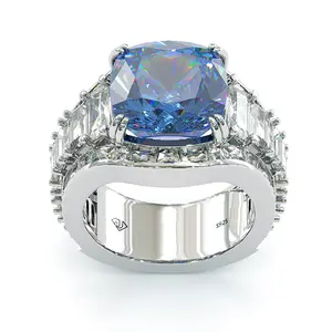 【032】Jorrio 7 CT Sapphire Cushon Cut Engagement Ring Fashion Accessories - Perfect for Engagement, Wedding, or Anniversary – Classic and Timeless Gift