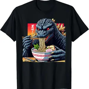 Funny Kaiju Eating Ramen Japanese Monster Lover Birthday T-Shirt
