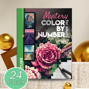 Adult Coloring Book, Mosaic Art Style Stress Relief, Mystery Mosaic Design, Digital Coloring Pages, No Pens Included