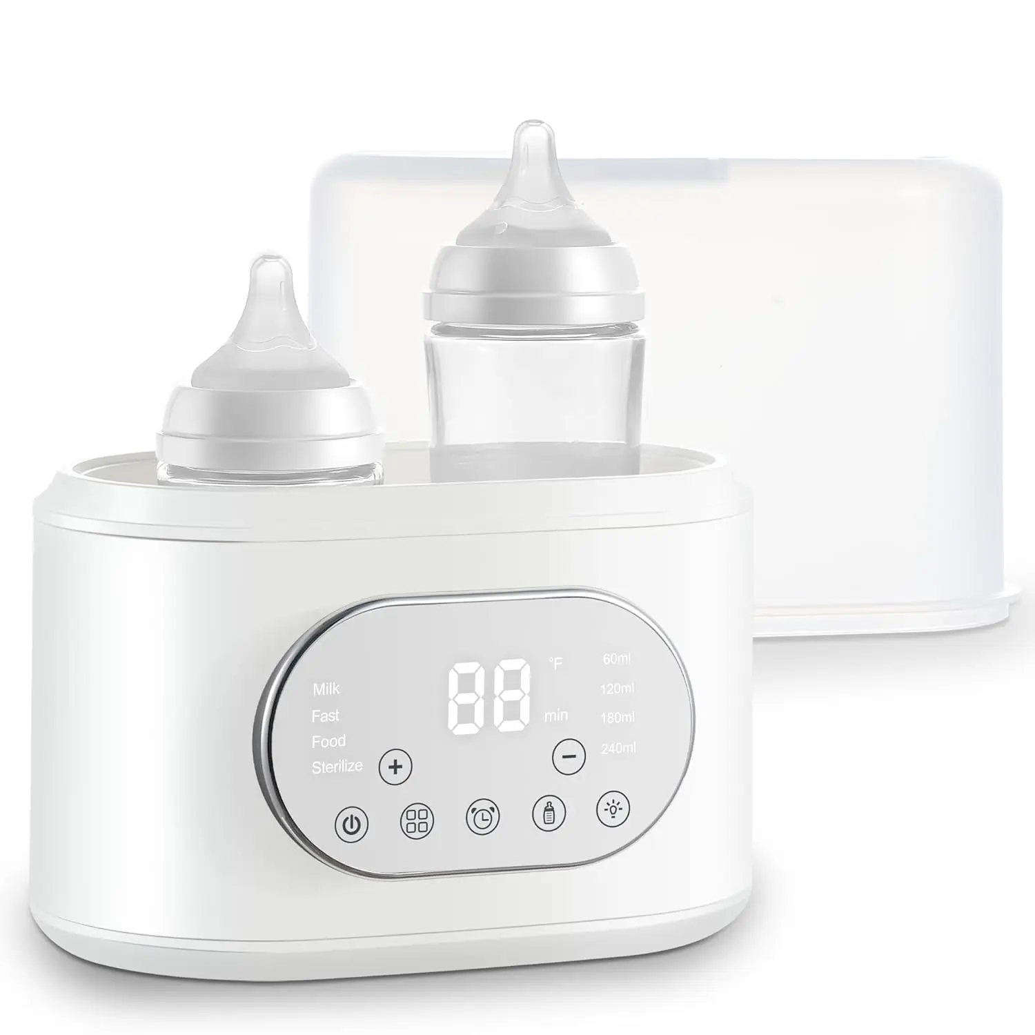 Bottle Warmer, 10-in-1 Fast Baby Bottle Warmer for Breastmilk & Formula, Double Milk Warmer with Timer, Accurate Temp Control, Thaw, Steam BBW001-Ging, Heat Food, Keep Warm and Night Light