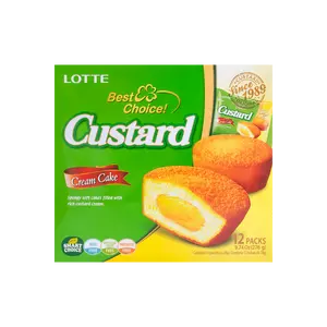 LOTTE Korea Creamy Egg Yolk Cake - 2 Packs, 12 Pieces Each, 276g/Pack - Delicious Korean Snack