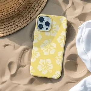 Yellow Hibiscus Smartphone Case - Cute Pastel Tropical Floral Cellphone Accessory, Summer Handheld Shell, Gift for Her, Compatible with iPhone 11/12/13/14/15/16/17 Pro, ProMax, Plus, Air