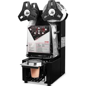 VEVOR Cup Sealing Machine, Fully Automatic Cup Sealer Machine, Boba Sealer Machine 500-650 Cups/H for 190 mm Tall & 90/95 mm Cup with Digital Control LCD Panel for Bubble Milk Tea Coffee, Black