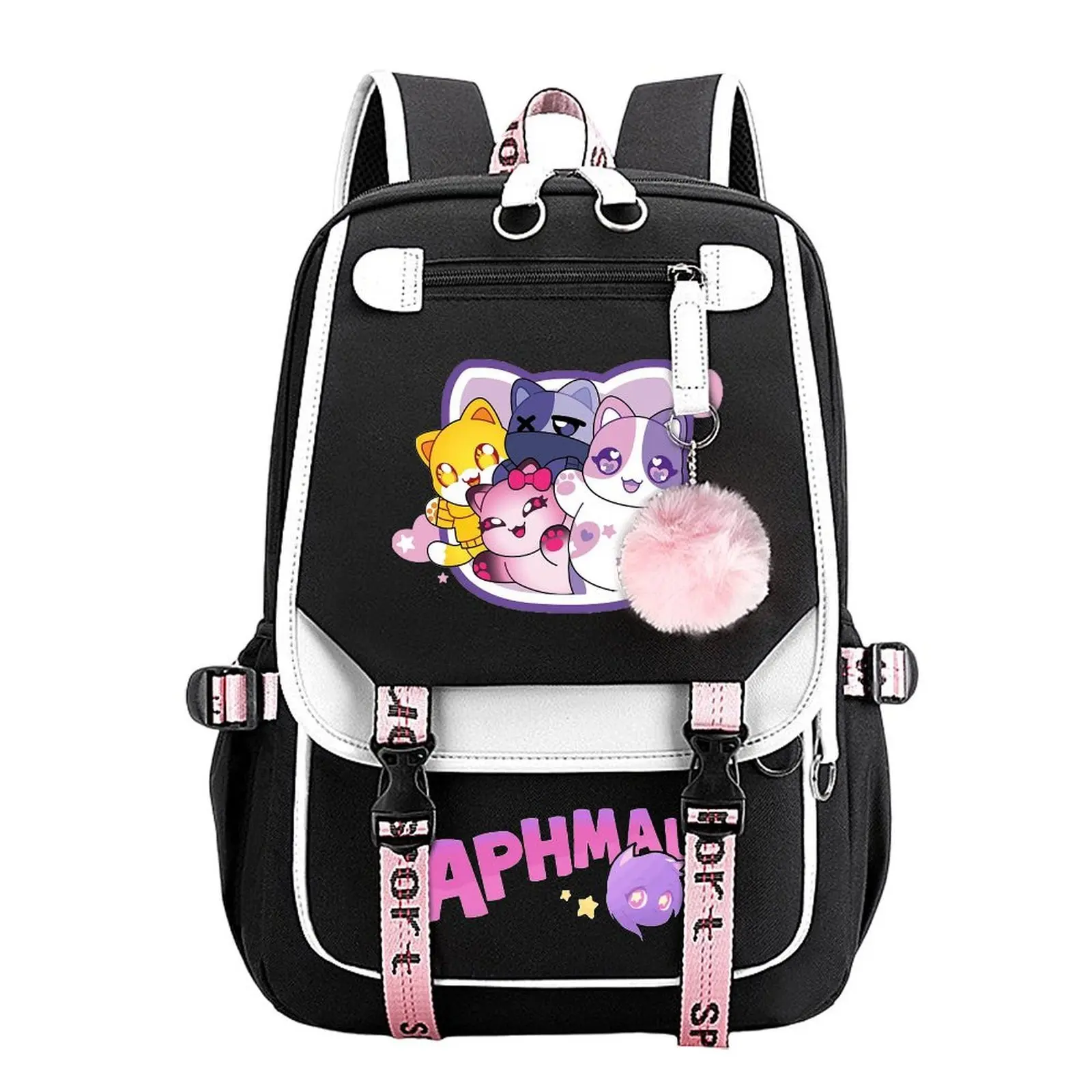 Aphmau Cartoon Print Backpack for Boys & Girls, Teen Student School Bag, Large Capacity Backpack,  Water-Resistant Durable Design, Multi-Pocket Organizer, Perfect Birthday & Holiday Gift 11.4” × 18.1”