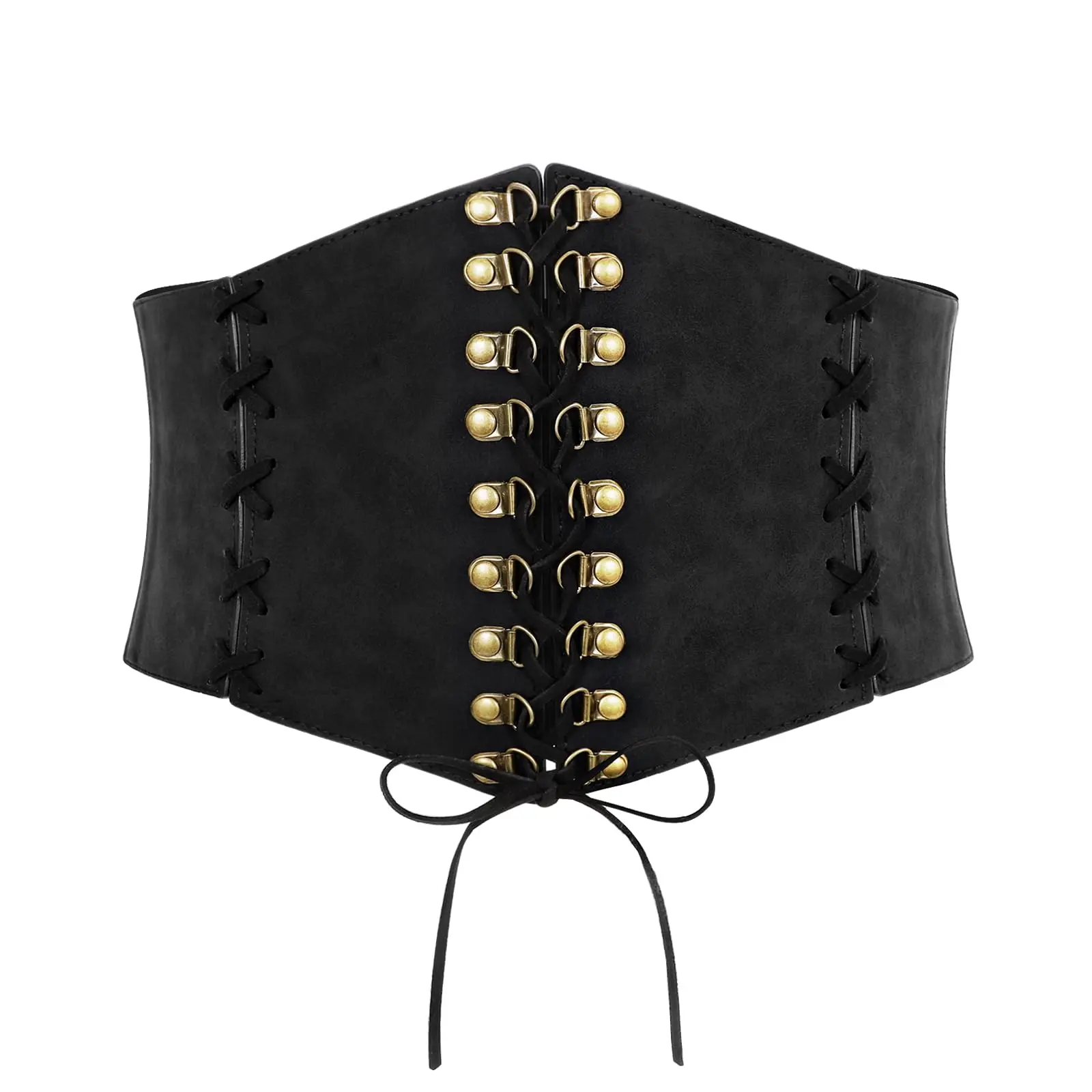 XZQTIVE Women Wide Corset Belt Elastic Waist Belt Lace-up Tied Waspie Costume Belt For Halloween