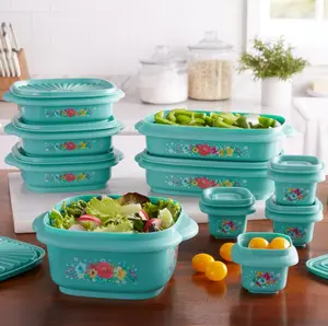 The Pioneer Woman 20-Piece Food Storage Set with BPA-Free Plastic Containers and Lids, Breezy Blossom