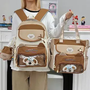 New Y2K Cartoon Ita Backpack Large Capacity  DIY Display Knapsack Cute Girl Transparent Crossbody Bag Student Shoulder Schoolbag