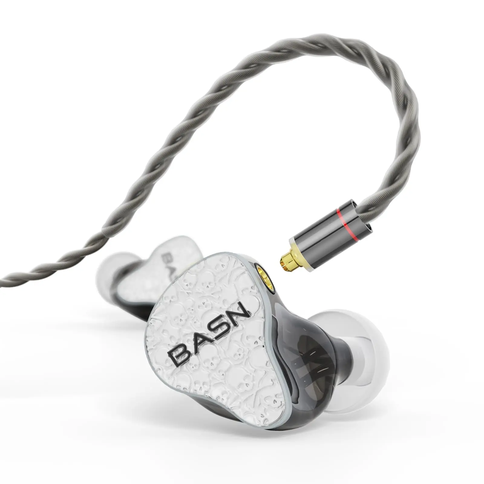 BASN Bmaster5 5-Driver Wired In-Ear Monitors for Drummers, Audio Digital Noise Isolation, Detachable Silver-Plated OFC MMCX Cables, High-Frequency Resolution, Stereo Sound, Headphone Jack Compatible, Silicone Memory Protection Portable Adjustable Case, Mo