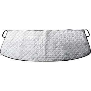 Car Front Windshield Rain Gutter Protector, .″ x .″ Portable Rain Gutter Drop Leaf Mat Sun Shield, Mirror Strap Adsorption Mounting Accessory for Most Cars Trucks SUVs (Silver)