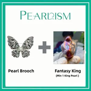 【Joey】 Butterfly Brooch +  Fantasy King pearl (Min 1 king Pearl as gift) [Open in live]｜Freshwater Mix Color Baroque Pearl
