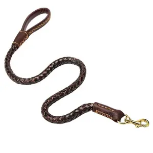 Durable Leather Woven Dog Leash, Soft and Comfortable Grip, Safe Control While Walking, Fashion Design Pet Supplies for Medium and Large Dogs