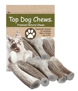 Large Elk Antler Dog Treats 5 Count Odor Free Natural High Protein Low Fat Chews