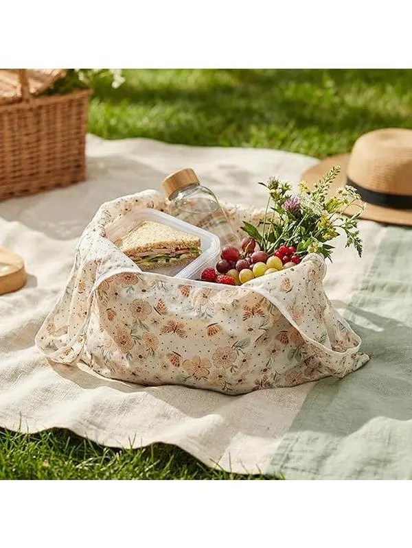 Foldable Reusable Shopping Bags - 12 Pack with 6 Cute Patterns, Portable Tote Bags for Grocery, Travel & Daily Use, Washable Grocery Bags (Bulk Set)