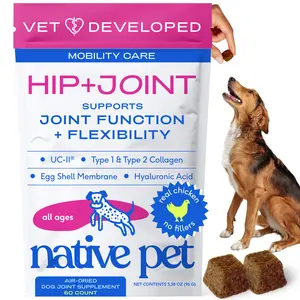 Native Pet Hip & Joint Supplement for Dogs - Advanced Dog Joint & Arthritis Supplement - Helps Maintain Healthy Cartilage, Joint Flexibility, Lubrication, & Function - with ESM & Collagen