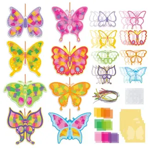 DIY Window Art Suncatcher Craft Kit, Rainbow Sun Catcher Painting for Kids, Party & Holiday Decoration, Hanging Pendant Craft for Boys Girls Ages 4-8, Easy Handmade Activity