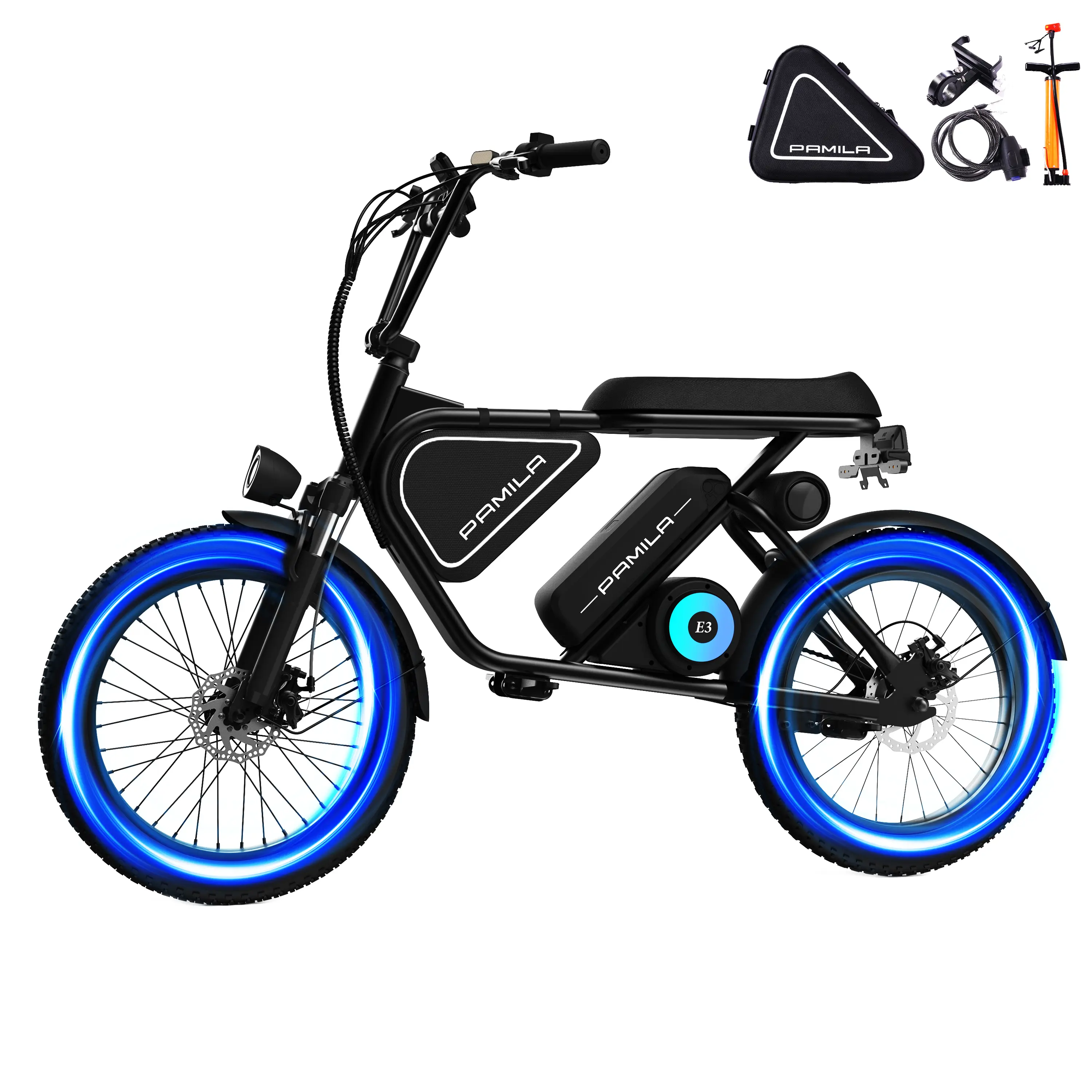 Electric Bike for Adults, 1000W Mid Motor, 26 MPH, Fat Tire | 35-80 Miles Range | 48V 15.6Ah/25Ah Battery | Hydraulic Suspension | 20" Electric Dirt Bike | 3-Speed | Colorful Breathing Light