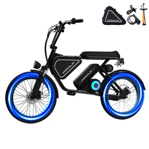 Electric Bike for Adults, 1000W Mid Motor, 26 MPH, Fat Tire | 35-80 Miles Range | 48V 15.6Ah/25Ah Battery | Hydraulic Suspension | 20" Electric Dirt Bike | 3-Speed | Colorful Breathing Light