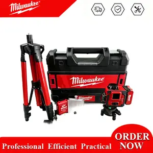 Milwaukee 16-Line Green Laser Level Self-Leveling Tool Kit with 6000mAh Rechargeable Battery - 360° Horizontal and Vertical Cross Projection for Construction, Remodeling and Site Layout