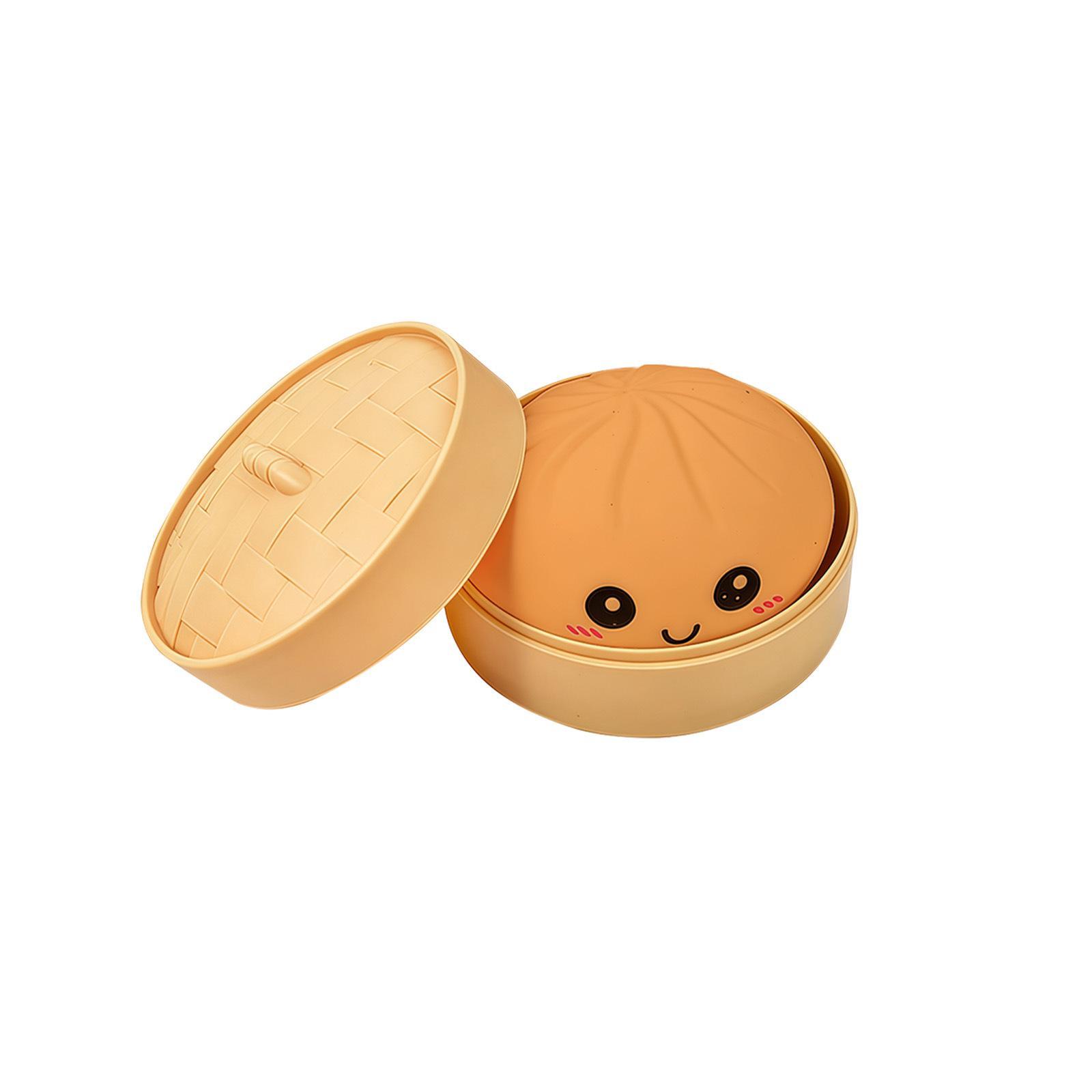 2026 New Glitter Dumpling Squishy with Steamer Box, Soft Sensory Fidget Steamed Bun Squeeze Tool for Adult Stress & Anxiety Relief,3.15 inches in Diameter Cute Office Desk Decor and Relaxing Accessory