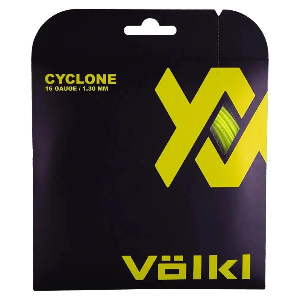 Cyclone 16G Neon Yellow Tennis String, Co-Polyester Construction, Baseline Focus, Spin-Heavy Performance, Enhanced Ball Speed, Hard-Hitting Capability, Heavy Spin Players, Highly Geometric Gear Shape, Improved Control, Incredible Spin