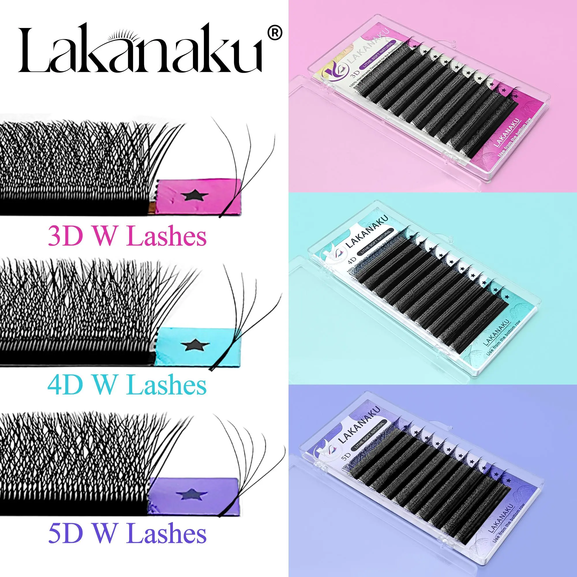 LAKANAKU M/L Curl YY/3D/4D/5D W Style Flower Lash Premade Volume Fans Eyelash Extension Natural Soft Light W Shaped Bloom Lashes 2026 New