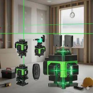 High Precision Self-Leveling Laser Level | 3-in-1 Green Beam Projector for Construction, Floor, Wall & Ceiling Alignment | Long Battery Life, Indoor Outdoor Laser Level Tool for Woodworking & Building Measurement