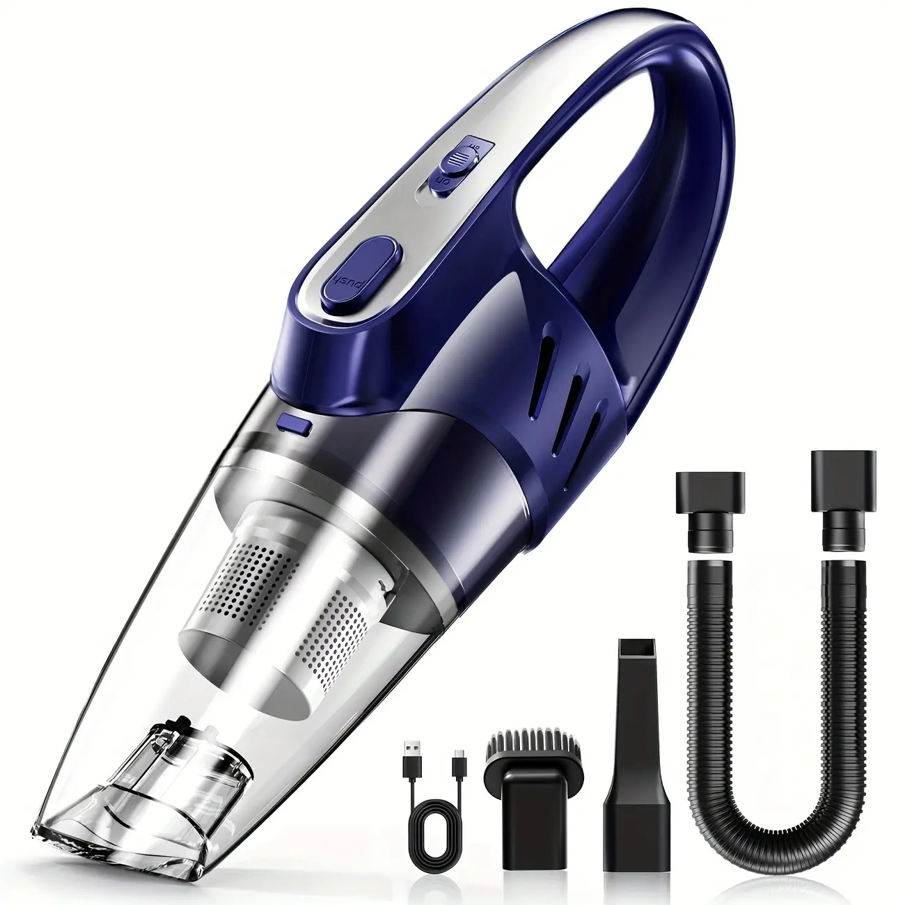 Super Strong Suction Handheld Car Vacuum – 2000mAh Cordless, Low Noise, 5-in-1 Kit (Purplish) Organiser Cover