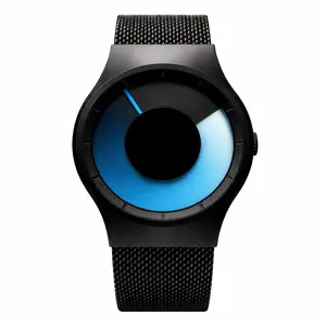Men’s Futuristic Minimalist Watch with Creative Rotating Disk Dial & Blue Gradient Design – Perfect Birthday & Valentine’s Day Gift for Him, Modern Stylish Everyday Accessory for Trendy Men