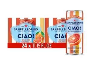 Sanpellegrino CIAO! Blood Orange Sparkling Water, Low-Cal, 0g Added Sugar, 24-Pack