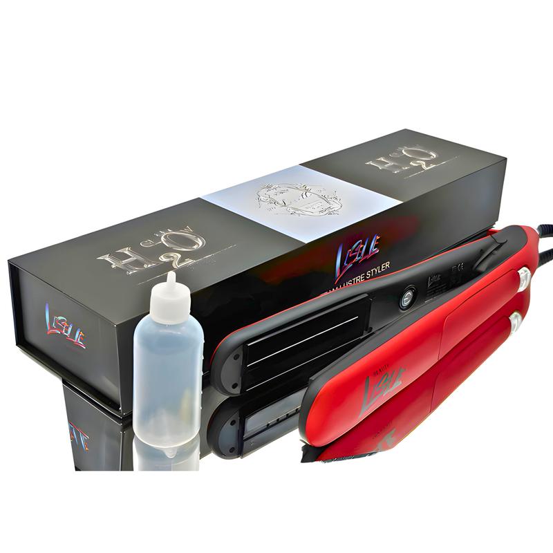 Liselle Beauty Products H2GLOW Steam Hair Straightener and Curler | 2-in-1 Flat Iron | Tourmaline Ceramic Plates | Fast Adjustable 450F Salon Grade