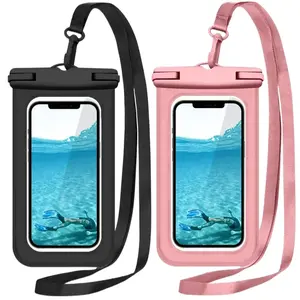 2-PCS Durable Outdoor Waterproof Smartphone Pouch - Protective Touch-Screen Friendly Cover for Cellphones & Devices, Floating Bag for Swimming, Beach Activities