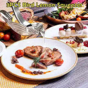 3PCS Bird Lemon Squeezer Manual Squeezer Portable Lime Juicer Fish Shape Hand Press for Orange Lime Pomegranate 304 Stainless Steel Easy to Use