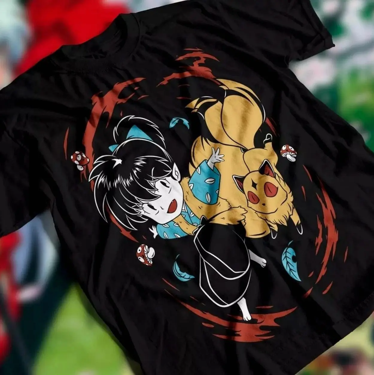 Inuyasha Sesshomaru T-shirt Red Moon Inu Yasha Kawaii Anime Tee Shirt All Size V3R