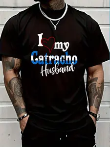 100% Cotton Diseño De Honduras I Love My Catracho Husband Catracho T-Shirt Women's Men's Graphic Tee Crew Neck summer vacation Tops