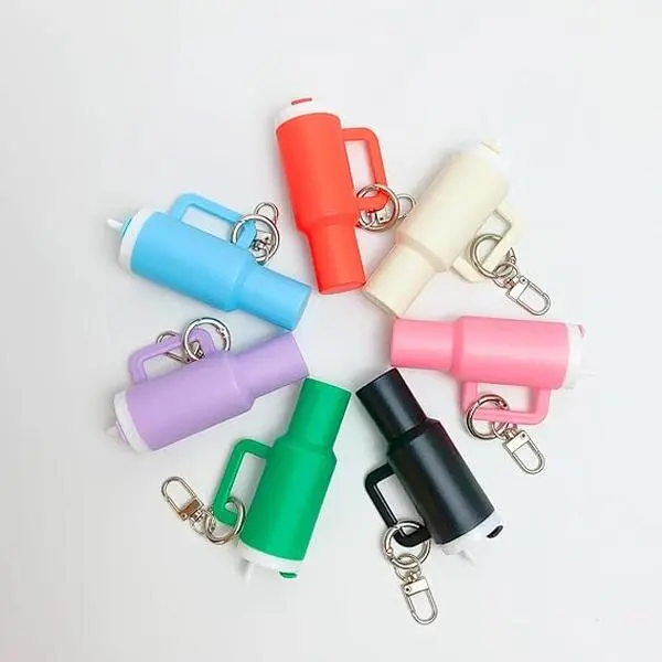 Mini Tumbler Stanley Cup Keychain Accessories Purse Handbag Backpack Charms for Women Girl in Vibrant Colors Durable Plastic Gold Alloy Accents Compact Cute Design