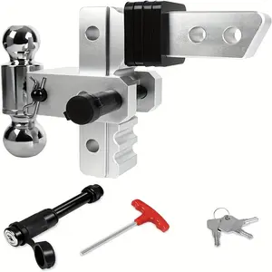 Heavy-Duty Trailer Hitch UE4566482 for RV Truck Boat 12500 LB Tow Capacity 6" Drop Rise Adjustment Anti-Theft Locking Pull Pins Fits 2" Receiver Compatible with 2" & 2-5/16" Balls Solid Al