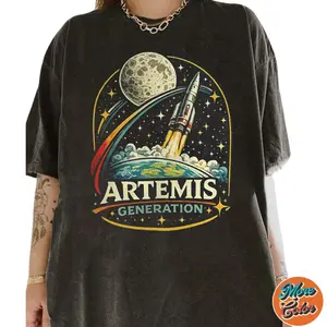 Artemis Generation Moon Rocket Launch Space T-shirt, N.A.S.A Sweatshirt, Cotton Unisex T-shirt, Crew Neck, Size S- 3XL, Menswear Top, Womenswear Top Underwear Streetwear
