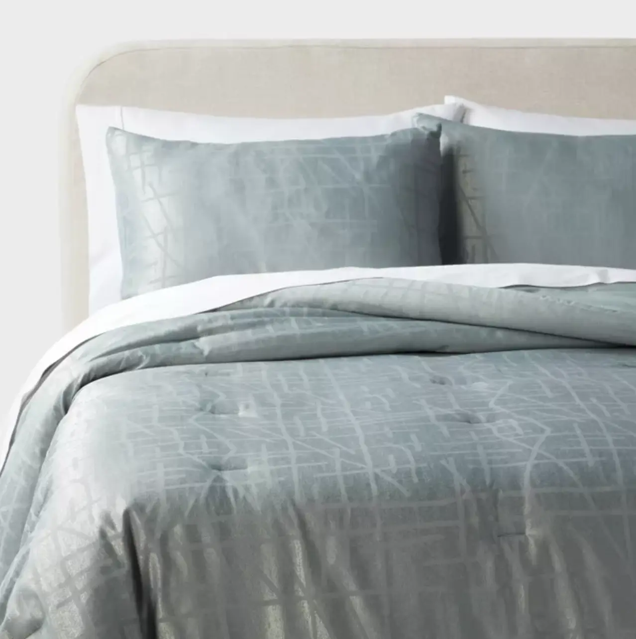 3pc King Luxe Jacquard Comforter and Sham Set Light Teal Green - Threshold: Cot