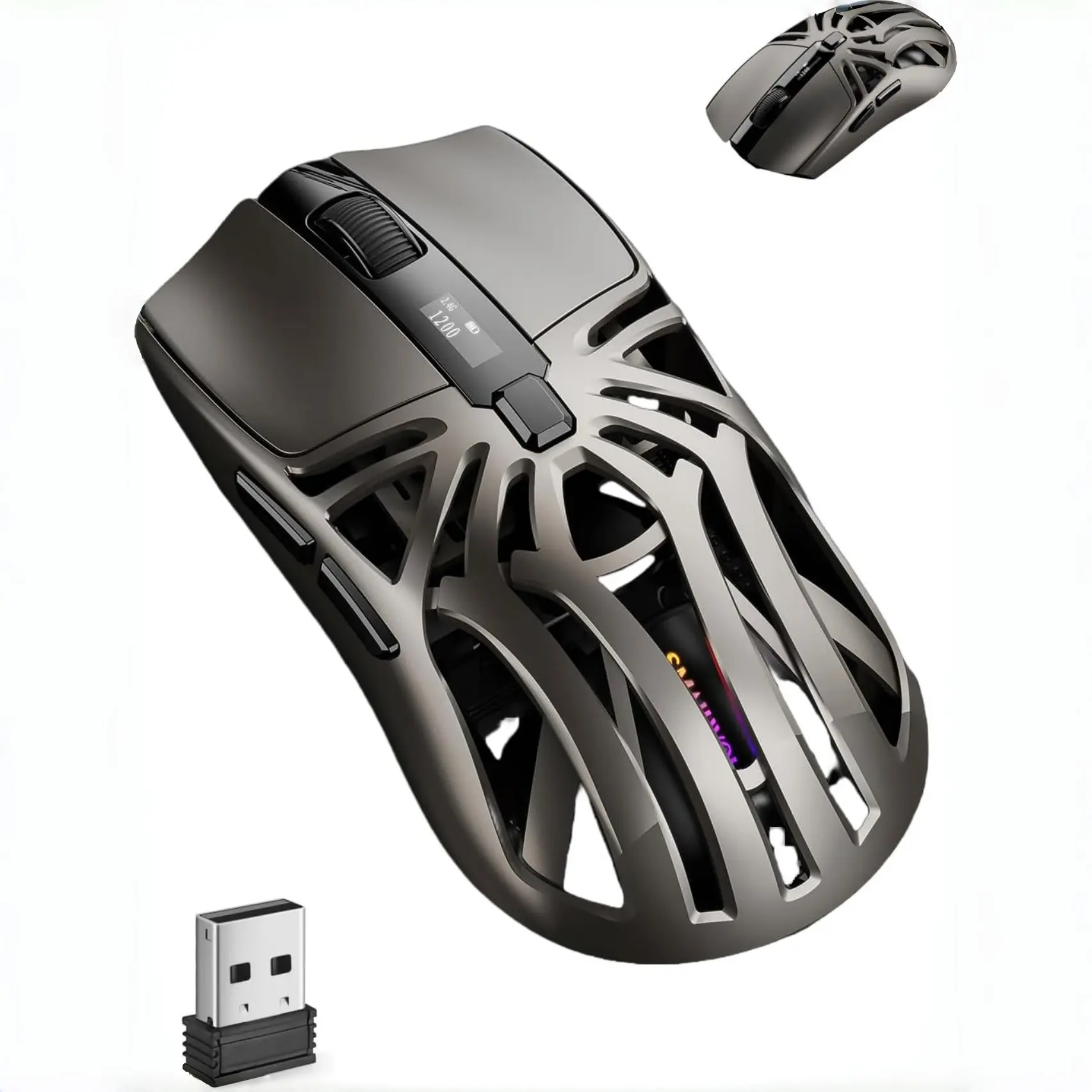 Rs8 Triple Mode Gaming Mouse, Bluetooth-compatible 2.4g Wired, Digital Display, 6 Dpi Levels, Lightweight Design, Ideal for Gamers, Office, Students, Gaming Accessories