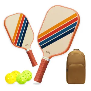 Dinkly Retro Twill Pickleball Paddles Set of 2/4 USAPA Approved Graphite/Fiberglass Rackets 2 Rackets 4 Balls Portable Carry Bag for Men Women Beginners Unisex