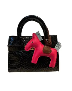 Faux Crocodile Pony Handbag | Black