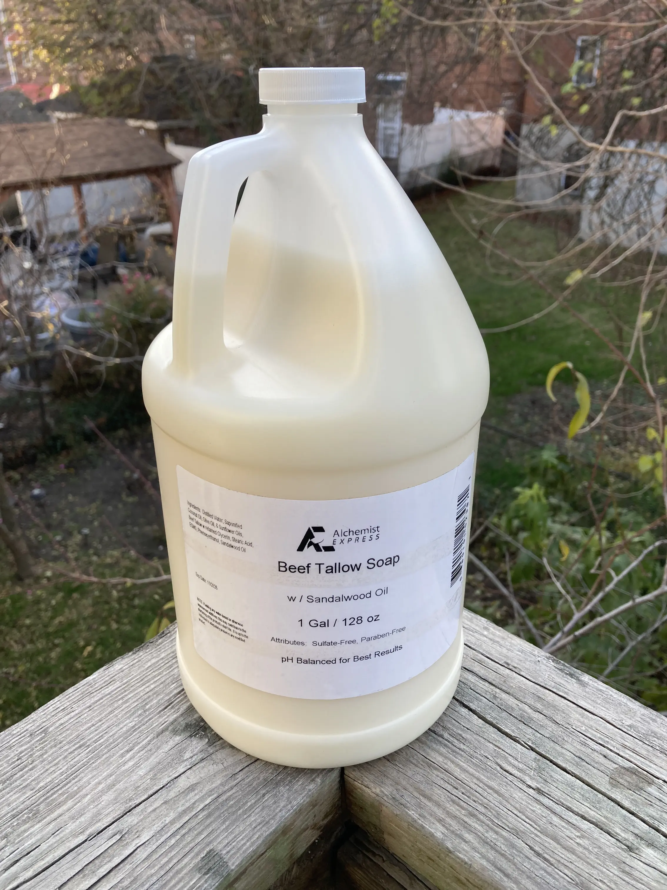100% Grass-Fed Beef Tallow Liquid Soap, Sandalwood Scented, All Natural, Gentle Hand & Body Soap, Optional Pump, Multi-Use for Kitchen Dishes
