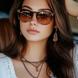 SUNGAIT Vintage Trendy Sunglasses for Women Men Classic Retro Round Shades UV400 Protection Sun Glasses Tortoise Keyhole Unique Stylish Beach Eyewear