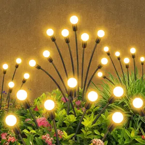 Solar Garden Lights Outdoor , 6 Pack 48 LED Swaying Light Firefly Light Outdoor Decor Lights for Garden Gifts for Pathway Party Christmas Decoration, Warm White