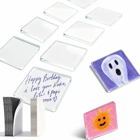 30-Pack 2"x2" Transparent Acrylic Magnetic Frames Set - Adhesive-Backed Square DIY Crafts Fridge Magnets, Home Decor Photo Frames for Kitchen, Office, Gift, Classroom