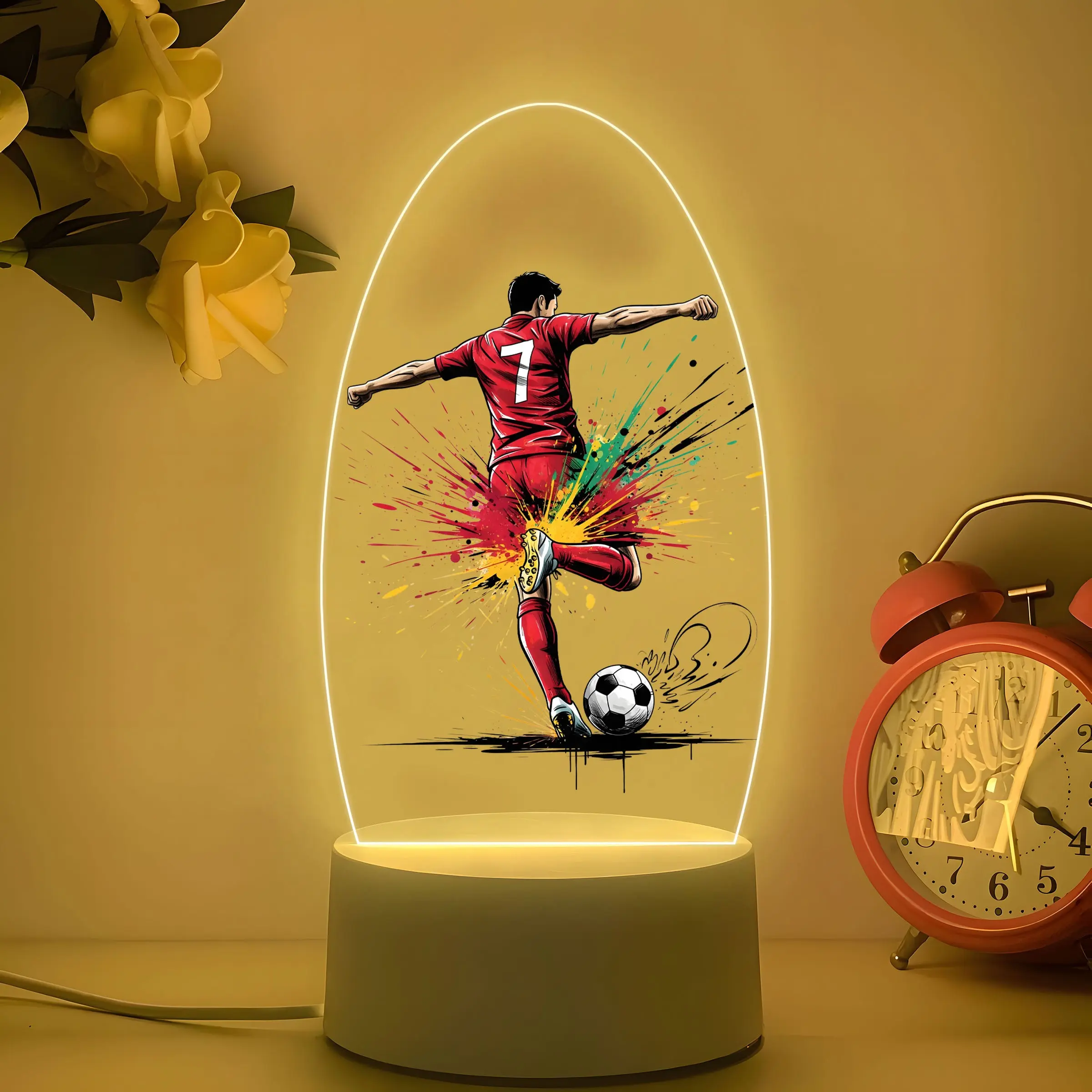 Dynamic Goal Scoring Night Light, Acrylic Material, Soft Warm Glow, Decorative Lights, Perfect Desk Decor for Football Fans, Inspirational Gift for Teenagers, Decorative Night Light